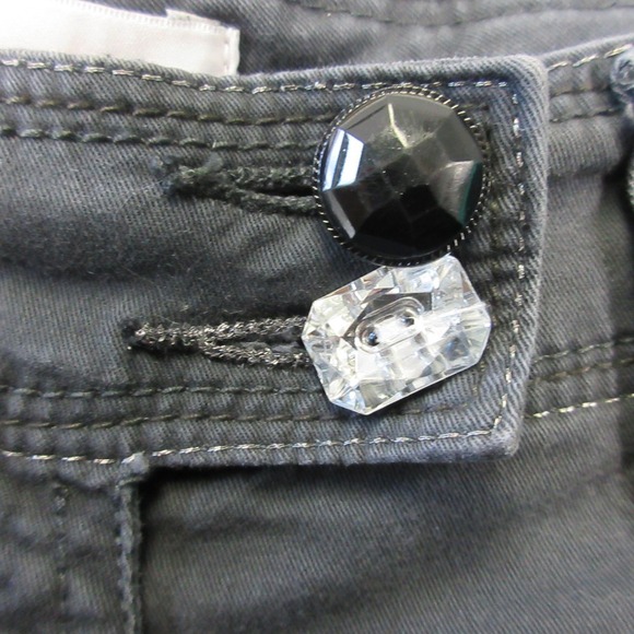 Cache Y2K Baggy Floral Embellished Capris Women 8 Gray Cotton Crop Low Rise 528 - Picture 7 of 13